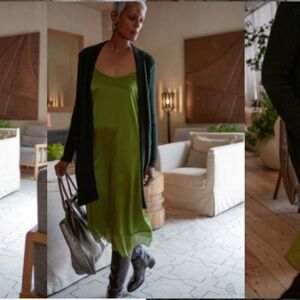 ERICA TANOV The Joan Alpaca Long Cardigan in Forest Handmade Luxe Fall 2024 1 S